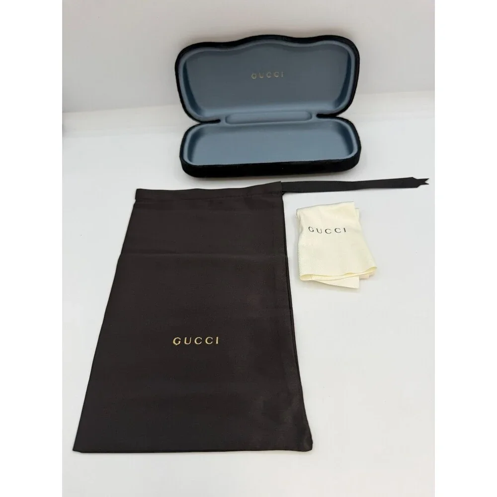 Gucci Velvet Eyeglasses Sunglasses Case w/ Pouch & Cloth Authentic Black Set